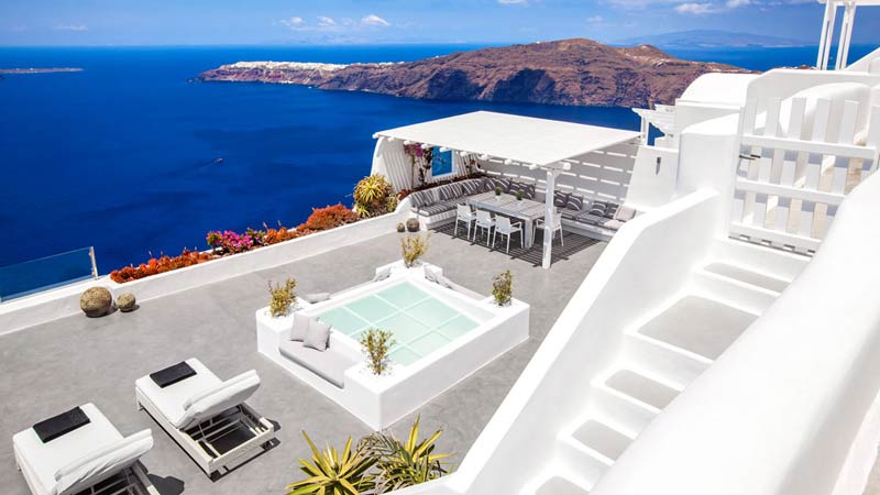 villa de luxe a santorin vue