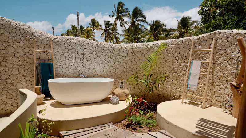 hôtel de luxe à Zanzibar baignoire