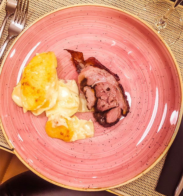 repas du soir à l'hôtel Marielle