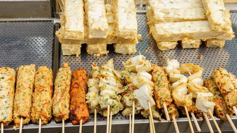 Korean Eomuk, also known as Odeng, (fish cakes) for sale